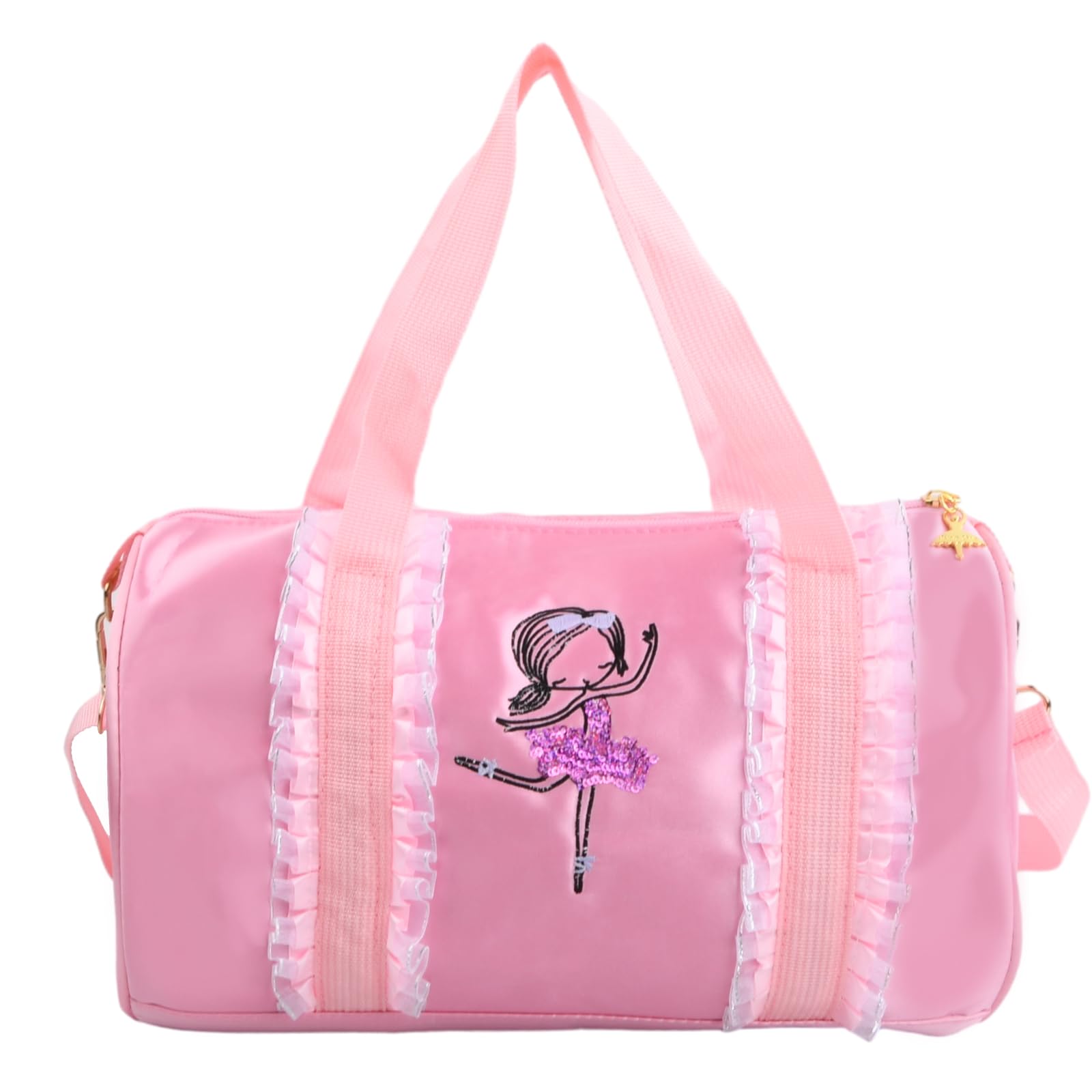 Azonelife Pink Girls Ballet Dance Bag, Dancewear Storage Handbag Tote Crossbody Shoulder Bag Gymnastics Sports Bag Ballet Dance Duffle Bag for Ballerina Dancer