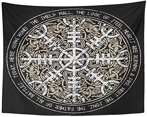 SSKBJTBDW Helm of Awe Terror Icelandic Magical Staves with Scandinavian Aegishjalmur Tapestry Soft Polyester Cotton Appropriate Size Nice Wall Hanging Decoration