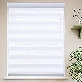MYshade Roller Shades Zebra Blinds for Indoor Windows Cordless Day and Night Light Filtering Dual Layer Roller Window Blinds&amp;Shades, Easy to Install, Size 35" x 72", White