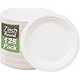 WELLIFE 100% Compostable Paper Plates 7 Inch, 125-Pack Heavy Duty Paper Plates Bulk,Biodegradable Bagasse,Eco-Friendly Disposable Dessert Plates for BBQ,Picnic,Party (BPI Certified,Microwaveable)