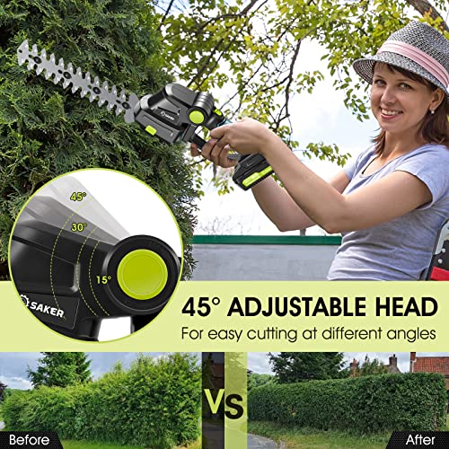 Saker 20V Cordless Hedge Trimmer,2 in 1 Bush Trimmer with 2 Battery photo 9