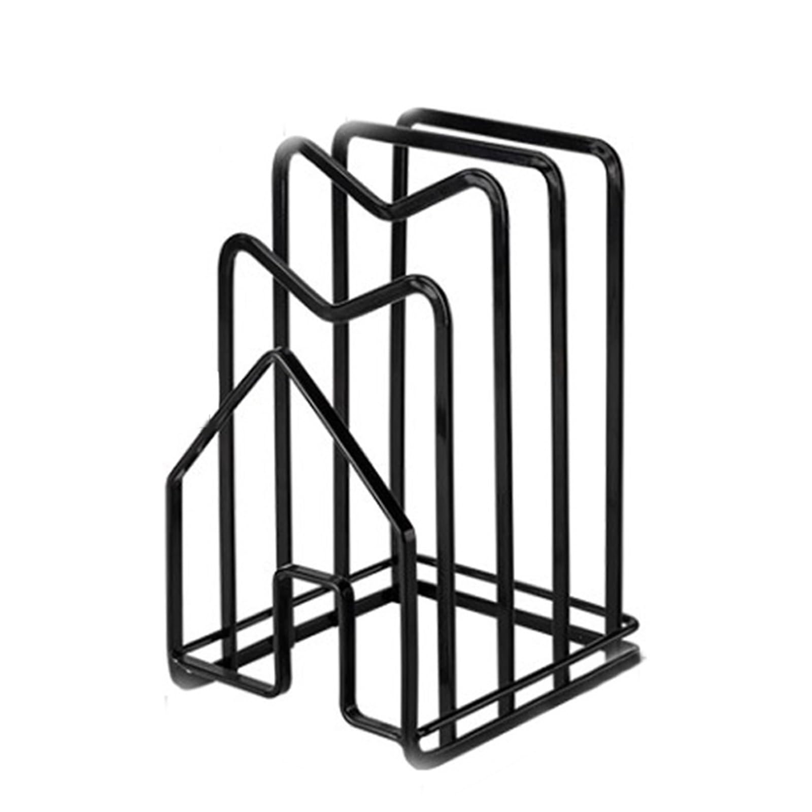 soulnioi Chopping Board Rack Pot Lid Holder Cutting Board Holder Kitchen Utensils Storage Countertop Organiser Holder for Pan Lids - Black