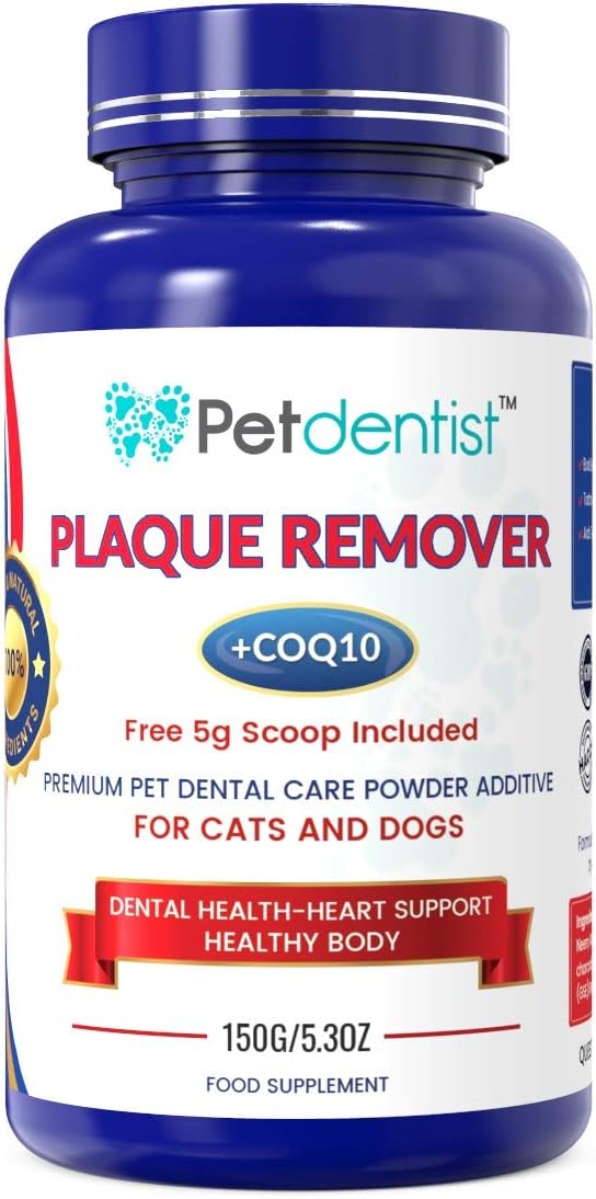 Petdentist Advanced Plaque Remover Powder for Dogs & Cats, Natural Tartar Control, White Teeth, Fresh Breath & Healthy Gums
