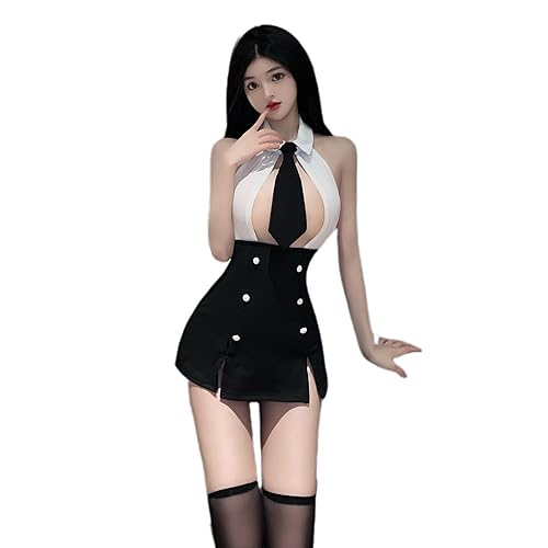 very very sexy lingerie SINMIUANIME Women's Sexy Cosplay Lingerie Set Office Secretary Uniform  Naughty Teacher Costume Short Skirt With Socks (2489White Black) in Saudi  Arabia