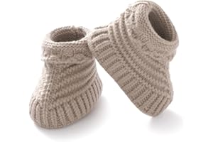 Neiwech Baby Booties Newborn Warm Cozy Shoes Soft Hand Knit First Walkers for Infant Boy Girl