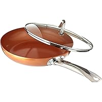 Copper Chef 10 Inch Round Frying Pan With Lid - Skillet with Ceramic Non Stick Coating. Perfect Cookware For Saute And…