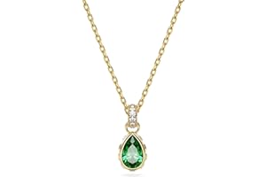 Swarovski Stilla pendant, Pear cut, Green, Gold-tone Finished