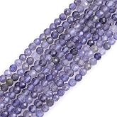 GEM-Inside 3mm Natural Stone Cordierite Quartz Faceted Spacer Small Beads for Jewelry Making 15"