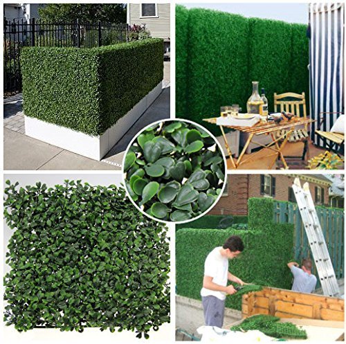 Kingmys Artificial Milan Boxwood Topiary Hedge Plant Privacy Fence Screen Greenery Panels Suitable for Both Outdoor or Indoor, garden or backyard Wall and home decor 40â€L x 40â€H (4 piece)