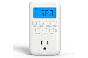 HBN Watt Meter Plug with Backlight, Plug-in Socket Power Meter Electricity Usage Monitor Consumption Home Electrical Energy Monitor, Voltage Amps Wattage Electricity Usage Tester, 9 Display Modes