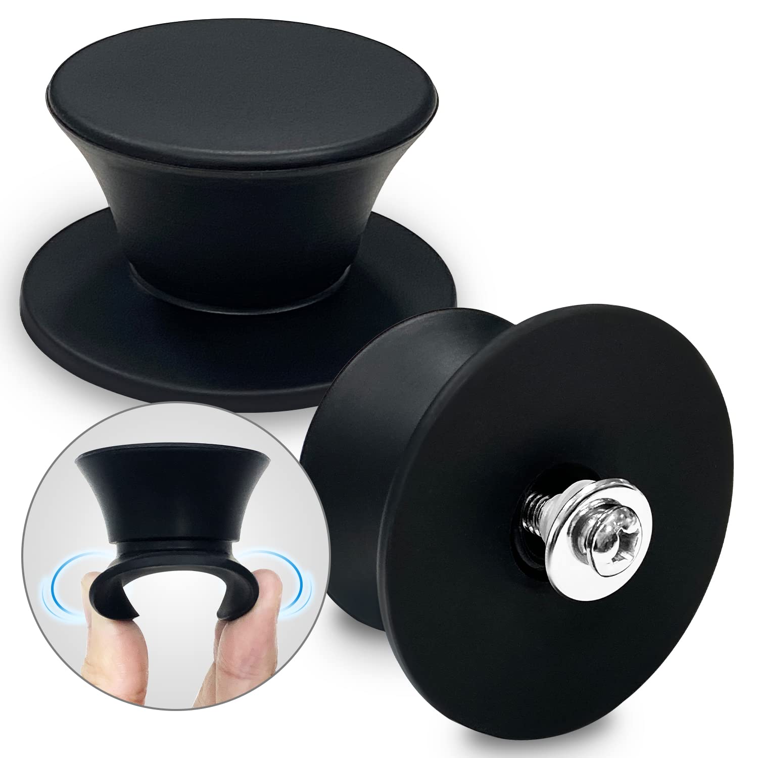 Walfos 2 Pack Universal Silicone Pot Lid Replacement Knob, Heat Resistant Pan Lid Holding Handles, BPA Free, Great for Slow Cookers, Skillets and Kitchen Cookware Covers