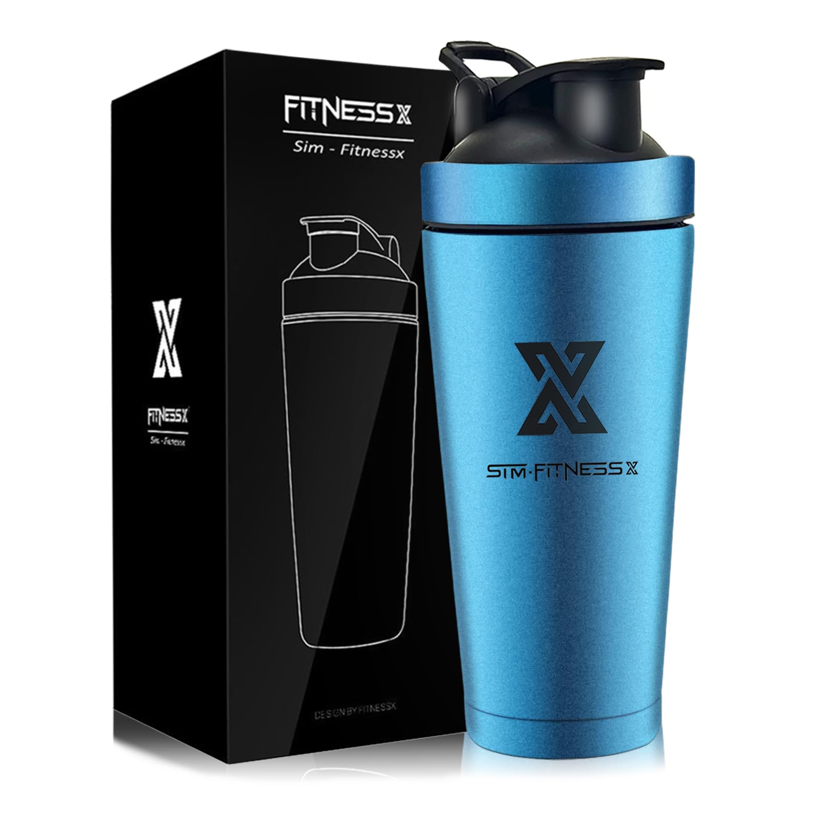 X SIM FITNESSX 700ml Stainless Steel Protein Sport Fitness Shaker Nutrition Shaker Cup | Double Wall Vacuum Insulation 700 ml