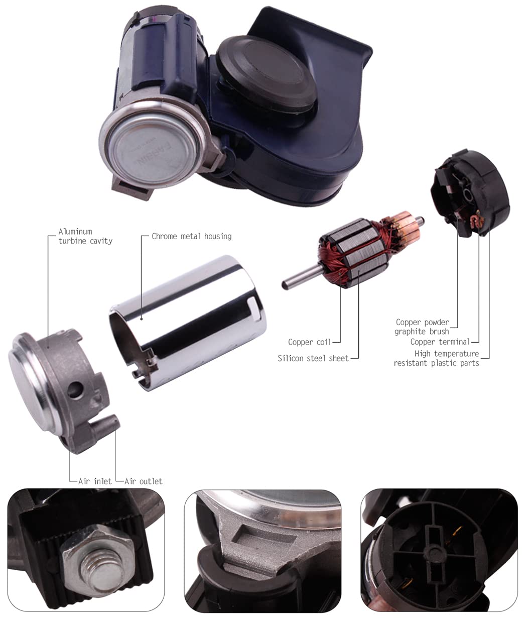 Train Horn for Truck, 12v 150db Loud Car Horns With Wiring Harness, Snail Air Horn With Compressor Electric for Motorcycle Train Car Pickup