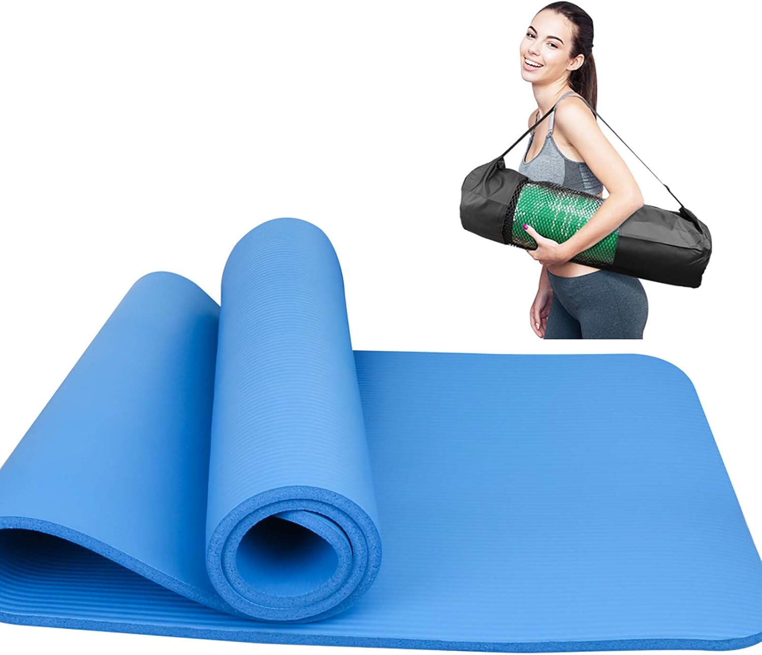 thick yoga mat with bag