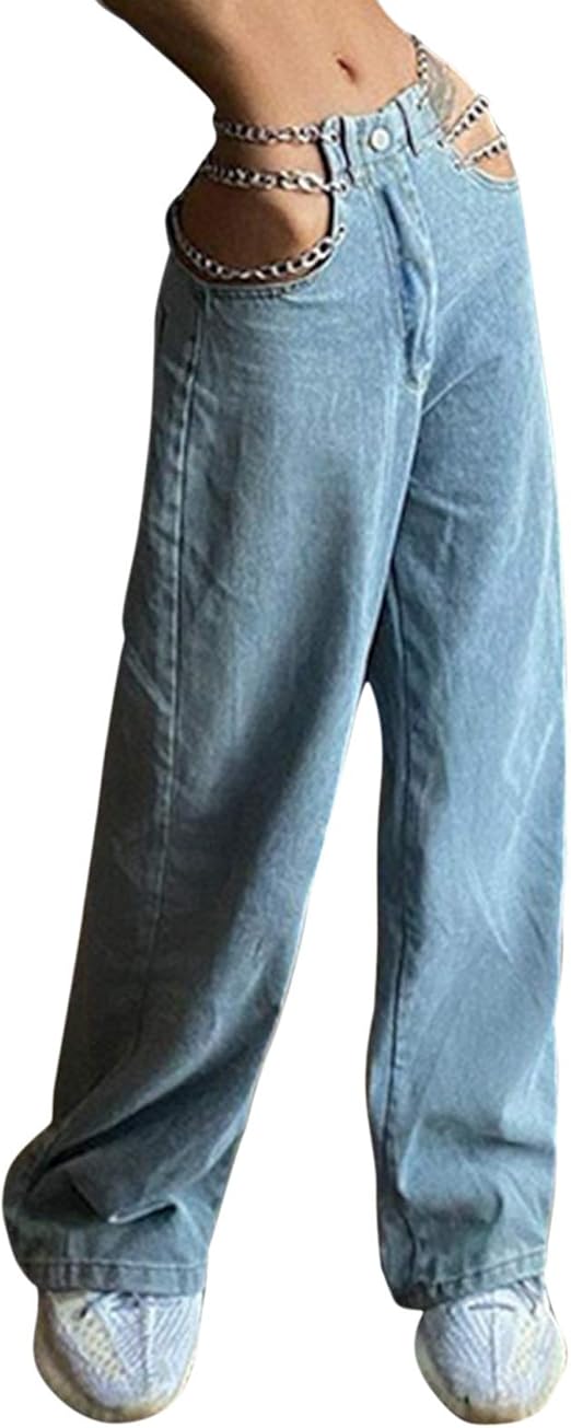 y2k lace up jeans
