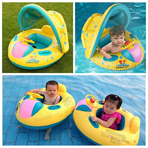 Jellydog Toy Baby Swimming Float, Baby Pool Float with Canopy, Inflatable Infant Pool Swimming Boat with Sunshade, Babies Swimming Float, Baby Pool Toy for Age 1-3 Years