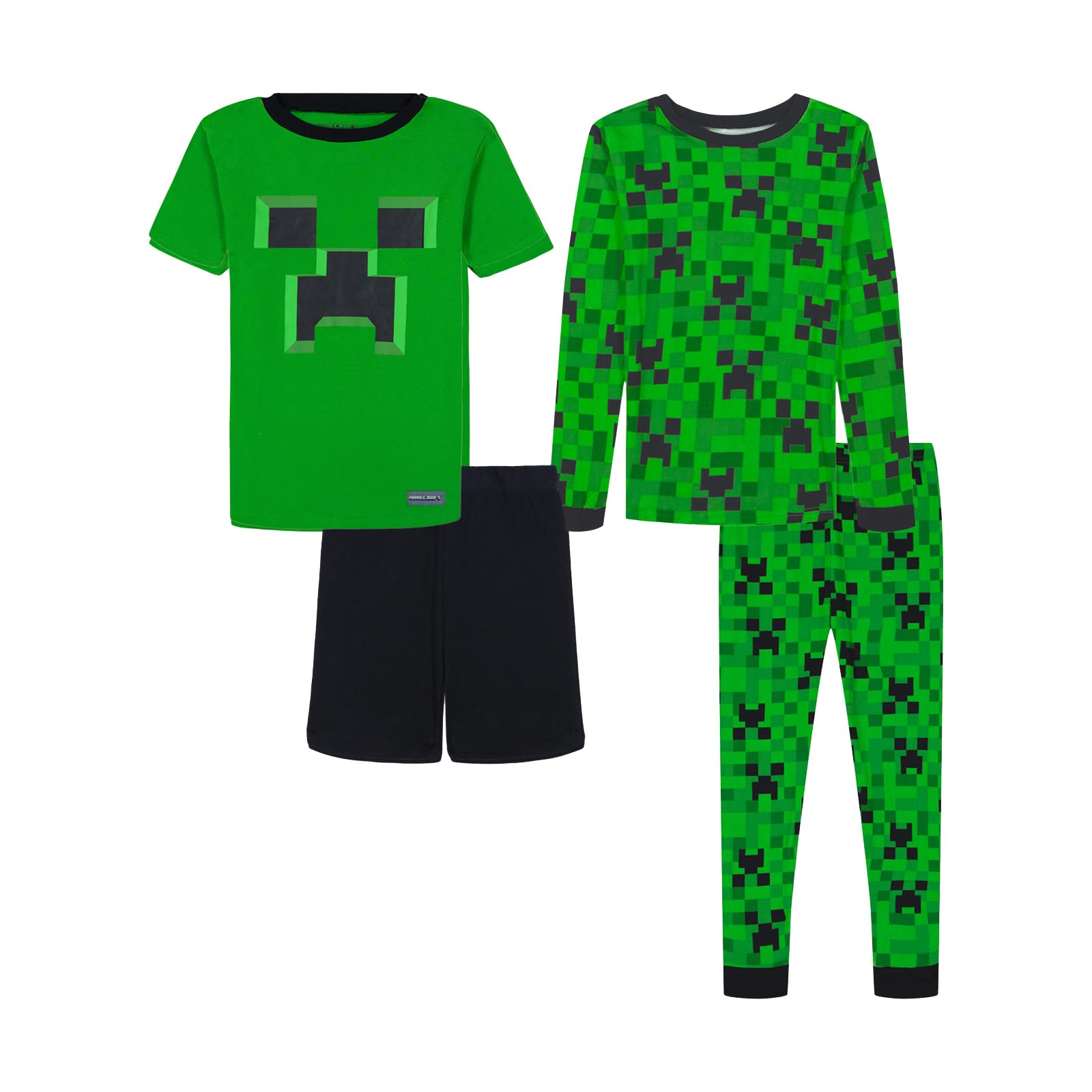 Minecraft Boys' 4-Piece Snug-fit Cotton Pajama Set, Soft & Cute for Kids, EVER GREEN COTTON, 6 Image