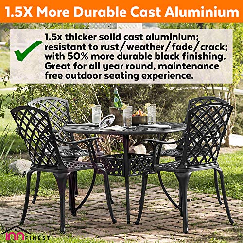 42″ Patio Bistro Dining Table Cast Aluminum Umbrella Hole Table