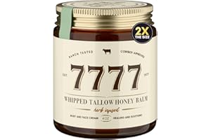 7777 Whipped Beef Tallow Honey Balm For Skin - 4 oz (Unscented/Herb-Infused) | 100% Grass- Fed Tallow, Manuka Honey & Organic