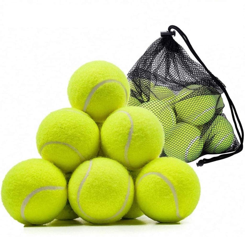 JAMES Tennis Balls with Mesh Storage Bag - Quality Thick Walled Tennis Ball - Perfect For Dog Toy, Pet Training, Tennis and Cricket (Pack of 12)