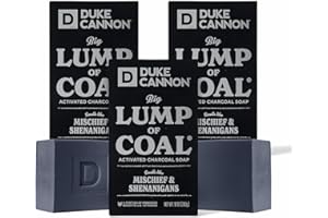 Duke Cannon Supply Co. Big Lump of Coal Soap Bar for Men Holiday Edition (Bergamot & Black Pepper Scent) Superior Grade, Extra Large, Paraben-free, All Skin Types, 10 oz (3 Pack)