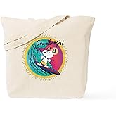 CafePress Snoopy Cowabunga! Natural Canvas Tote Bag, Reusable Shopping Bag
