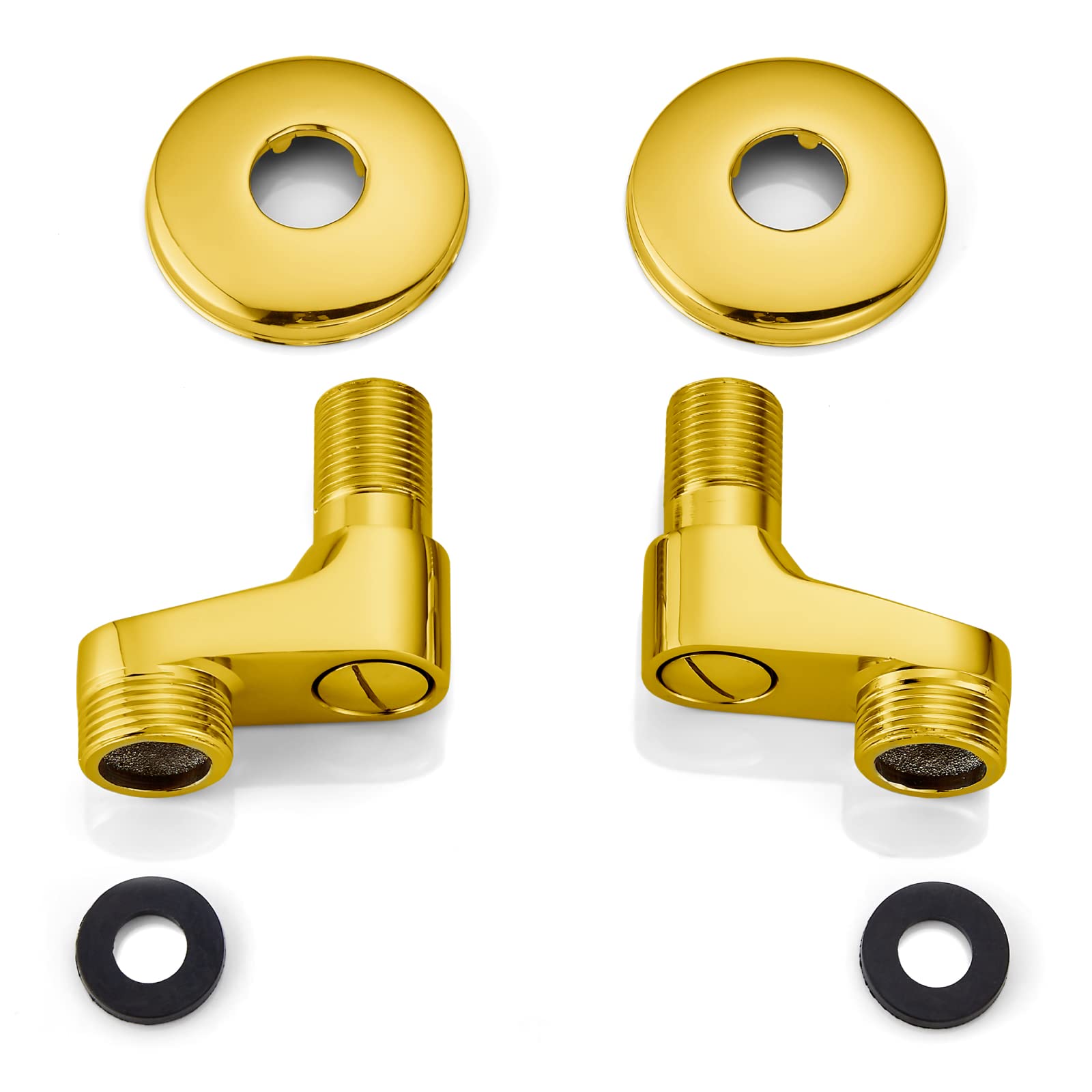 Gold Polished Wall Mount 3-3/8 Inch Adapter Claw Foot Bathtub Faucet Adjustable Swing Arms 1 Pair