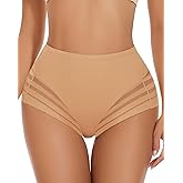 LEYSHE Sexy Mesh Tummy Control Panties For Women Stripe Lace Seamless Tummy Control Underwear No Show Lower Belly Shapewear