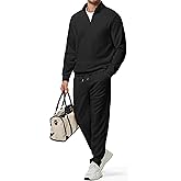 JMIERR 2025 Men Fall Tracksuit 2 Piece Set Old Money Polo Quarter Zip Twill Sweatsuits Jogging Sweatpants Loungewear