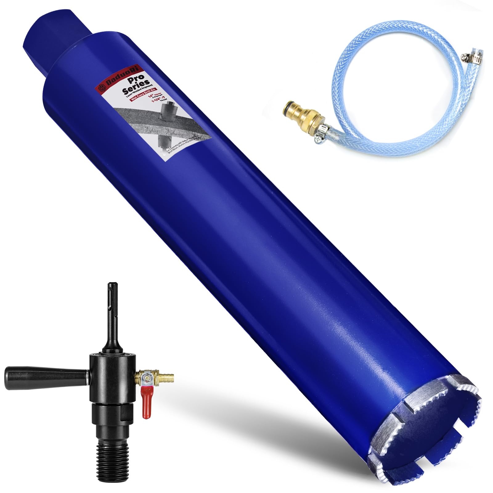 Photo 1 of DaduoRi 3 Inch Core Drill Bit with SDS Plus Water Injection Adapter (1-1/4"-7 UNC), 14" Depth, Include Water Hose Kit, Pro Wet Core Bits for Reinforced Concrete, Brick, Masonry,Stucco,Mortar