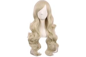 MapofBeauty 28 Inch/70 cm Charming Women Side Bangs Long Curly Full Hair Synthetic Wig (Blonde)