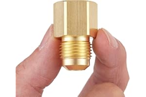 Litorange 2 PCS Brass Flare Tube Fitting Coupling Gas Adapter 3/8" Flare X 3/8" Female NPT Pipe Connector