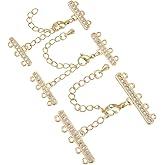Beebeecraft 3 Sets 3 Style Layering Clasp 18K Gold Plated Cubic Zirconia Multi Strand Layered Necklaces Clasps Adjustable Chain Connectors with Lobster Claw Clasps for DIY Jewelry Making