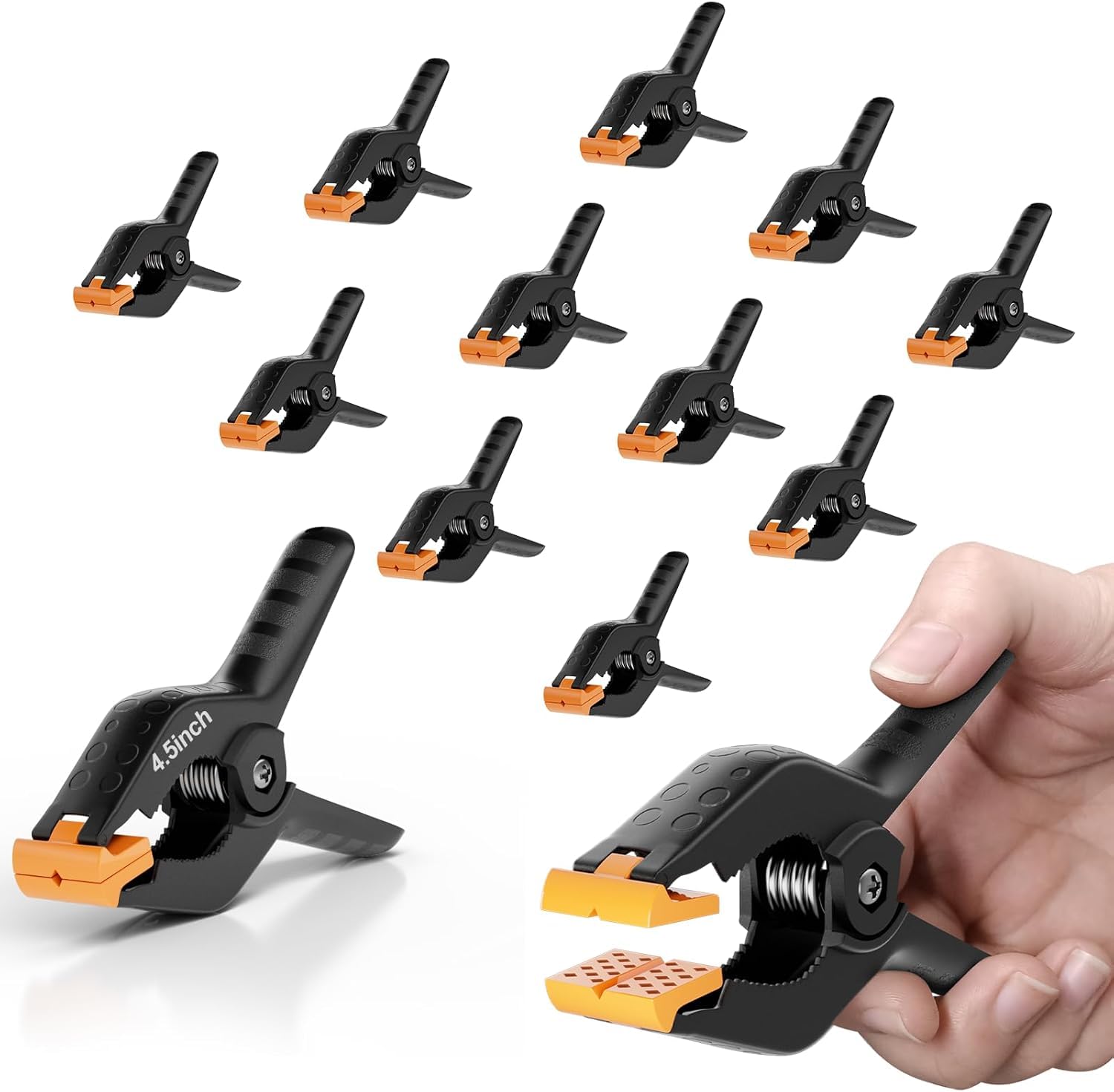 EMART Spring Clamps 12 Pack, Heavy Duty Photography Backdrop Clips 4.5 inch for Photo Booth, Muslin, Paper, Photographic Background Support, Studio-Orange — image 1