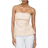 Strapless Tube Tops for Women Going Out Bandeau Trendy Summer | Fold Over, Side Split, Off the Shoulder Sexy Backless Bustier, Y2k Top for Date Night Concert Daily Wear