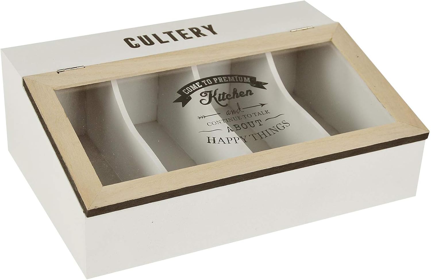 LORENZON Caja Porta Cubiertos de Madera con Tapa Premium Kitchen 4 plazas: Amazon.es: Hogar