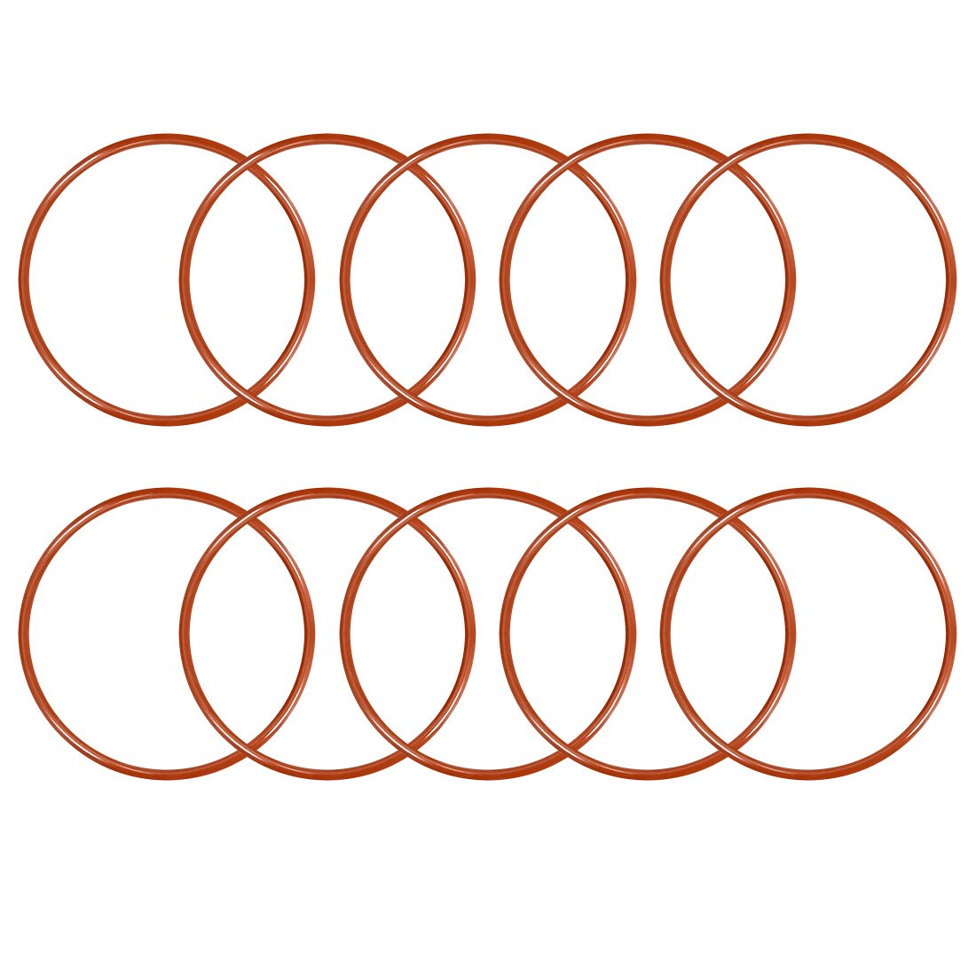 sourcingmap Silicone O-Ring, 48mm OD, 44mm ID, 2mm Width, VMQ Seal Rings Gasket, Red, Pack of 10