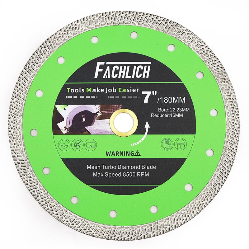 FACHLICH Diamond Cutting Disc 180mm 7" Diamond Blade for Cutting Porcelain Tile Granite Marble Ceramic