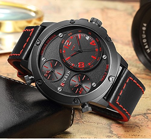 CURREN 8262 Reloj de Cuarzo para Hombres múltiples automático Fecha Top Marca de Moda Reloj Deportivo Casual Rojo - Imagen 4