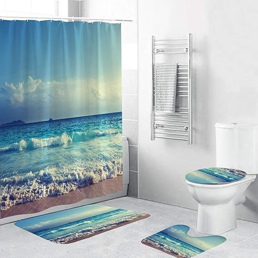 Amazon Com Nautical Shower Curtain Marine Sail Boat Beach Starfish Shell Sea Life Bathroom Decor Bathroom Accessory With Hooks Home Kitchen