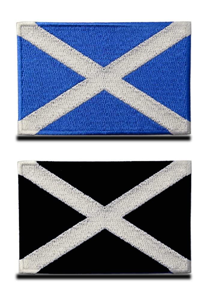 Zcketo United Kingdom Scotland Scottish Patch Hook and Loop Embroidered National Emblem Patch for Football Work Team Clothes Jersey Backpack Caps Travel Tactical -2 Pack Black & Blue