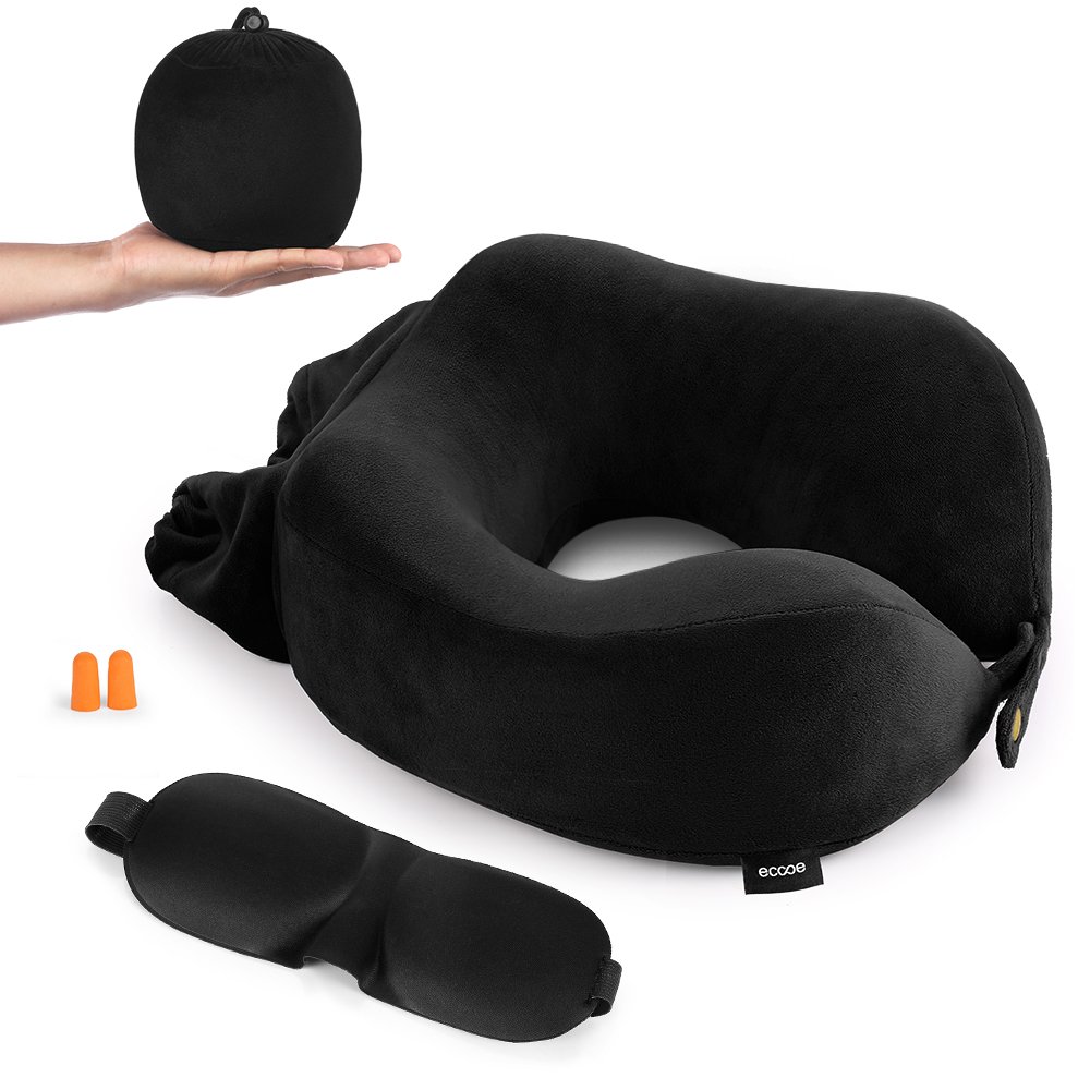 Ecooe Almohada de viaje de espuma de memoria almohada de cuello contorneada