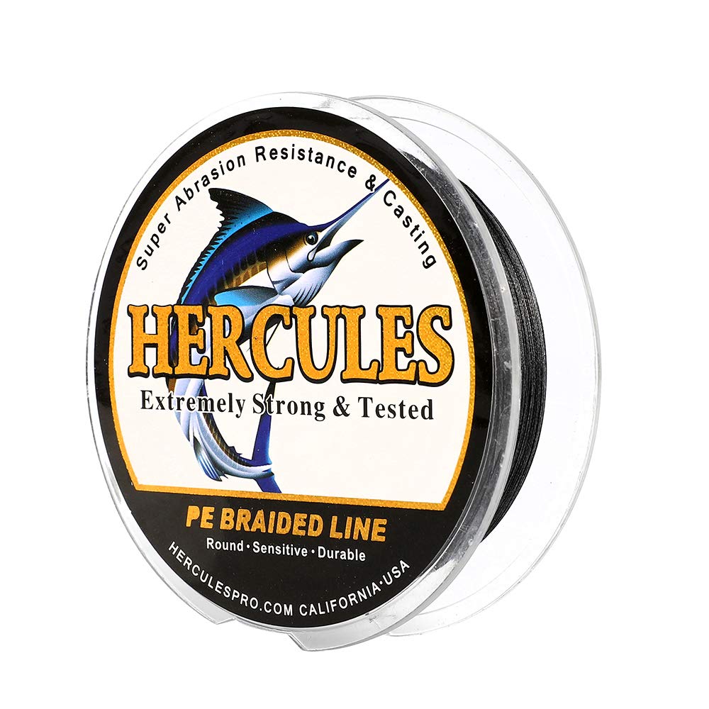 Hercules Super Cast 300M 328 Yards Braided Fishing Line 15 LB Test for Saltwater Freshwater PE Braid Fish Lines Superline 8 Strands - Black, 15LB (6.8KG), 0.16MM