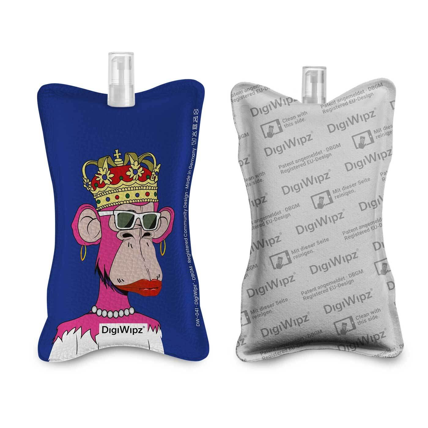 DigiWipz® The ingenious 2-in-1 display cleaner (Queen Monkey) - screen cleaner for displays and touchscreens - screen cleaner microfibre sponge with integrated sprayer