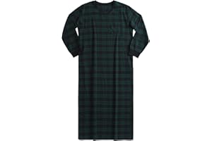 Esenchel Men's Long Flannel Nightshirt Full Length Cotton Nightgown