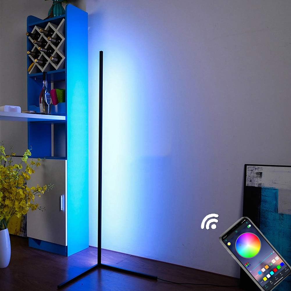 Lampada Da Terra Angolare LED Dimmerabile RGB - Lampada Smart Per Salotto Con Sincronizzazione Musicale E Controllo Remoto - Foto 8