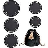 PH PandaHall 5 Pcs 5 Sizes Black PU Leather Bag Bottom Shaper, Round Crochet Bag Bottom with Holes, Knitting Bag Cushion Base Pad for Tote Handbag Shoulder Bags Purse Making, 4.8-7.4 Inch