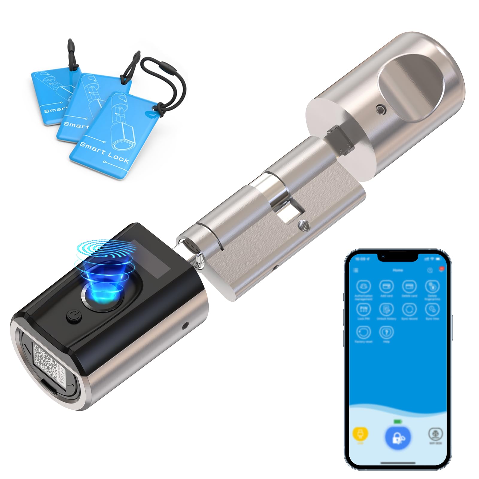 WELOCK Smart Door Lock, Touch41 Fingerprint & RFID Keyless Entry Door Lock, Bluetooth & WiFi App Control, Alexa Compatible, IP65, 50-100mm Doors for Home,Hotel,Bedroom,Garage,Cellar