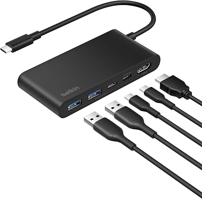 Hub USB C de 5 Puertos con 1 HDMI 4K a 60 Hz, Power Delivery a 100W, Transferencias de 5 Gbps, Adaptador USB C Multipuerto, MacBook, iPad Pro, Chromebook y Otros, HDMI 2.0 - Negro