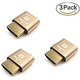 EASYDIY 3-Pack HDMIバーチャル・ディスプレイ HDMI Dummy Plug HDMI virtual display HDMIグラフィックカード表示GPU検出監視ダミープラグアダプタ 高解像度 4K@60HZ (HDMI)